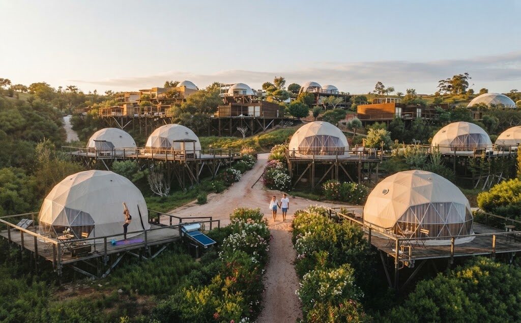 Tenda glamping ao pôr do sol na natureza portuguesa — Melhores Glampings de Portugal