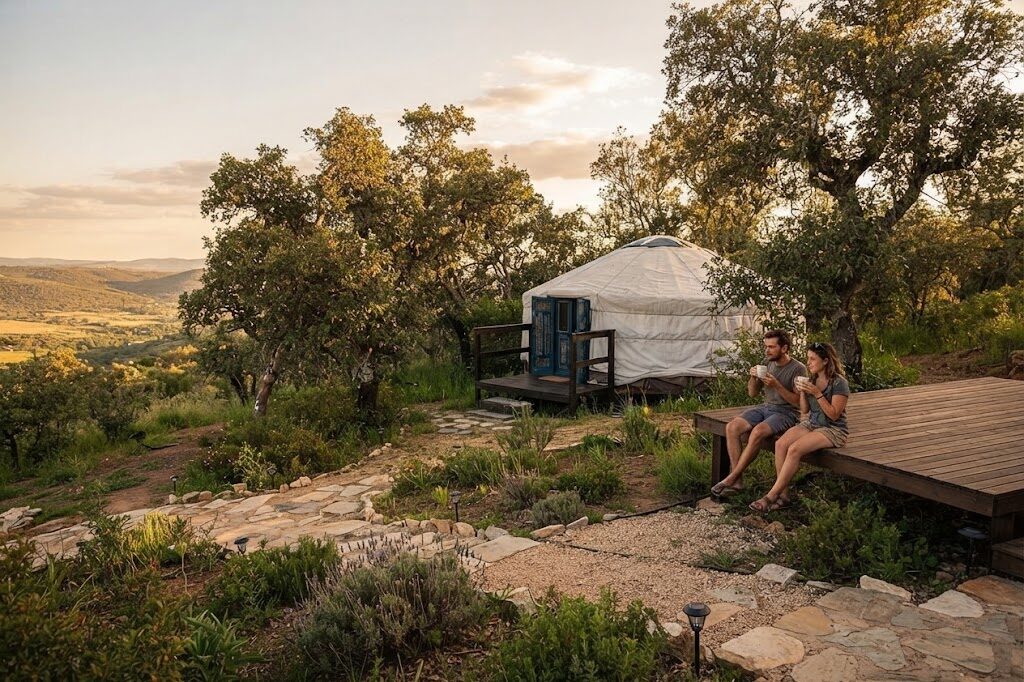 Tenda glamping ao pôr do sol na natureza portuguesa — Política de Privacidade