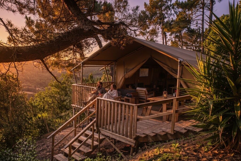 Tenda glamping ao pôr do sol na natureza portuguesa — Termos de Utilização