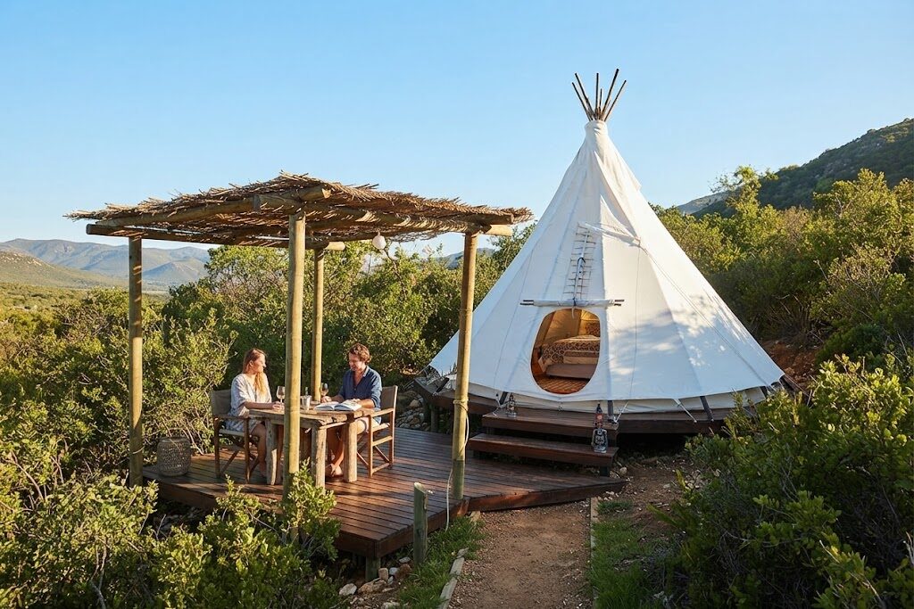 Tenda glamping ao pôr do sol na natureza portuguesa — O Que É Glamping em Portugal e Como Funciona
