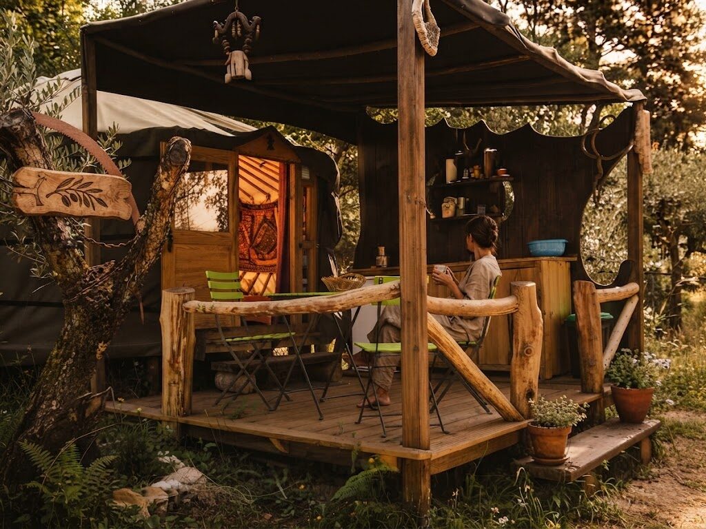 Barril de madeira convertido em quarto de glamping — Glamping no Algarve