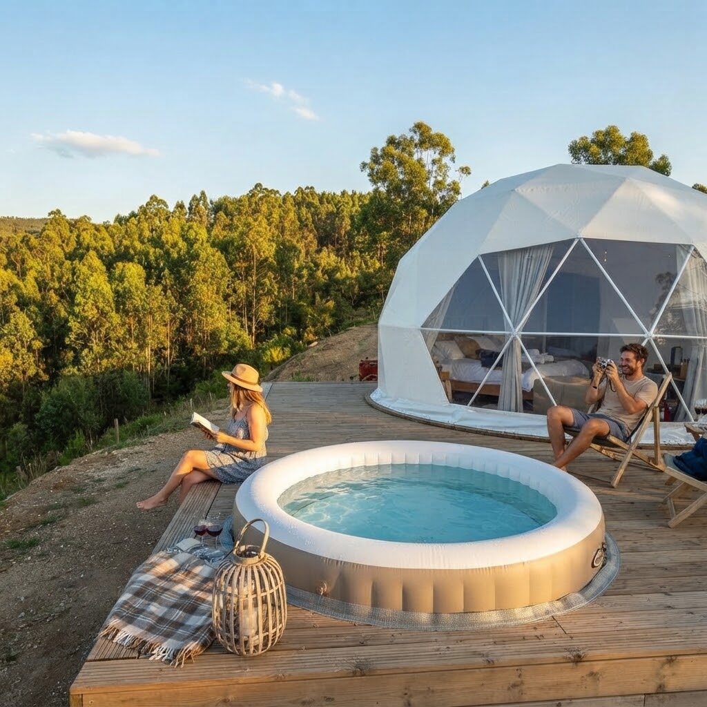 Tenda glamping ao pôr do sol na natureza portuguesa — Glamping em Faro