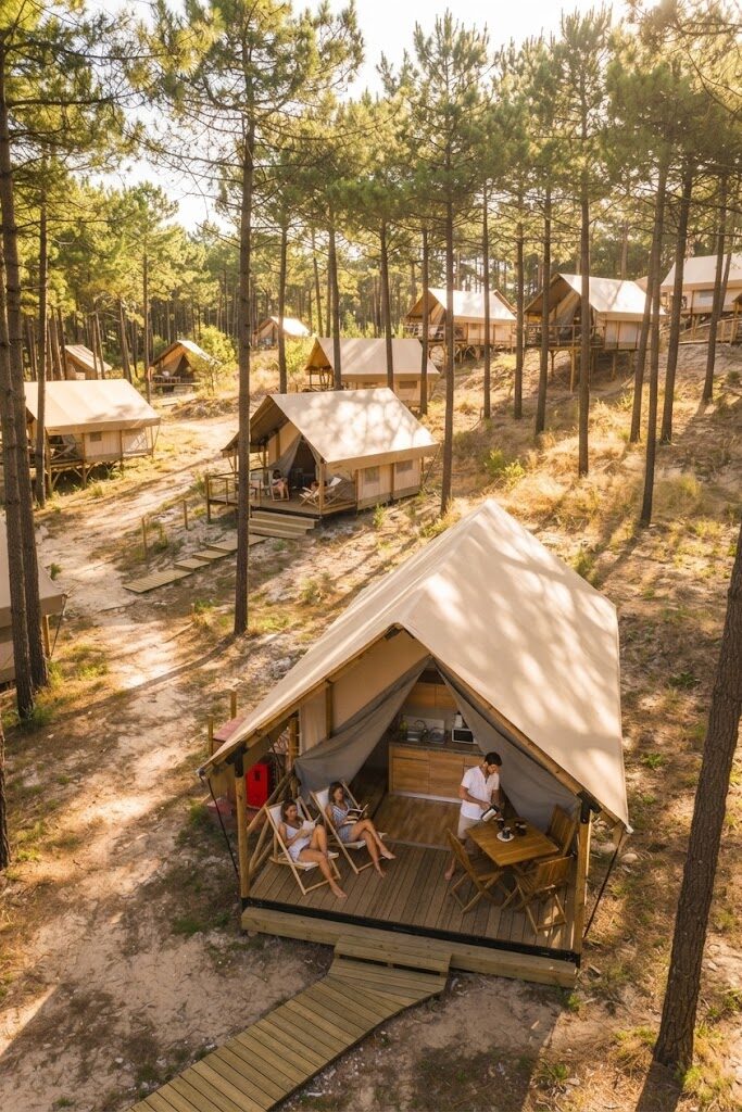 Tenda glamping ao pôr do sol na natureza portuguesa — Glamping em Lisboa